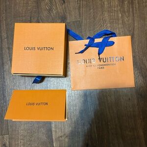 Louis Vuitton Cream Pouch with Blue Ribbon